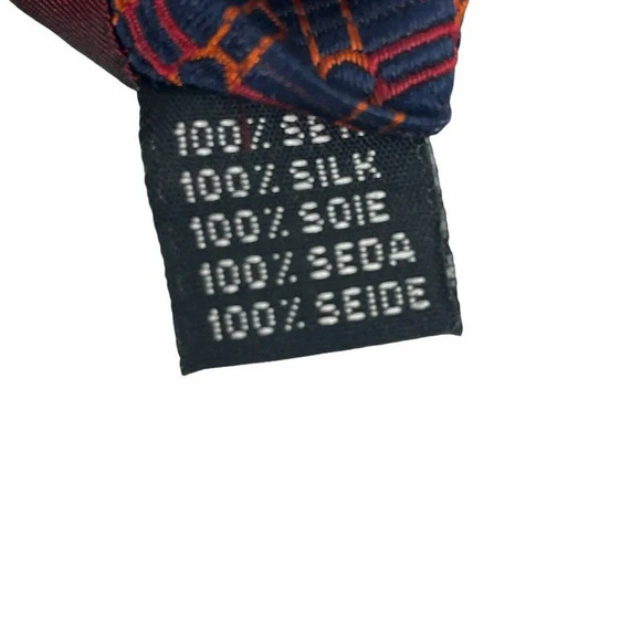 Equestrian Firenze Necktie Mens Long Classic Blue Red Orange Geometric 100% Silk - Picture 6 of 7